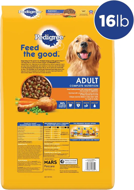 Pedigree Complete Nutrition Adult Dry Dog Food Roasted Chicken, Rice & Vegetable Flavor Dog Kibble, 16 lb. Bag