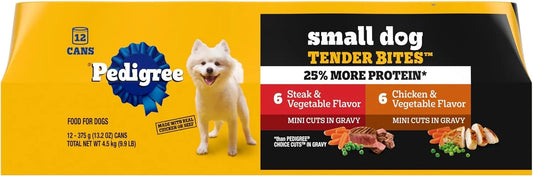 Pedigree Small Dog Tender Bites Wet Dog Food, Variety, 13.2 oz, 12 Count