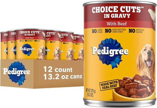 Pedigree Choice Cuts in Gravy Wet Dog Food, Beef, 13.2 oz, 12 Count