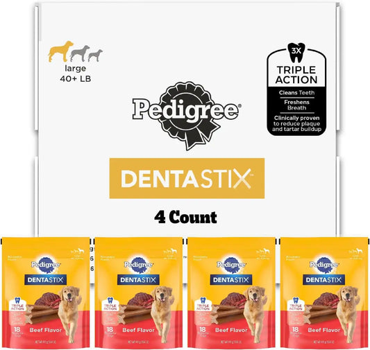 Pedigree Dentastix Large Breed Dental Dog Treats, Beef, 72 Count