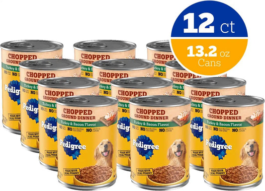 Pedigree Chopped Ground Dinner Wet Dog Food, Turkey, 13.2 oz, 12 Count
