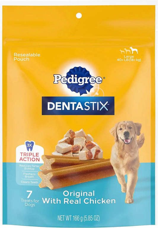 Pedigree Dentastix Dental Dog Treats for Large Dogs Original with Real Chicken, 7 Treats (Pack of 14)