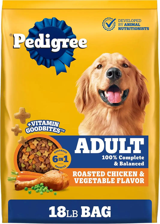 Pedigree Adult Complete Nutrition Dry Dog Food, Chicken & Vegetable, 18 lb