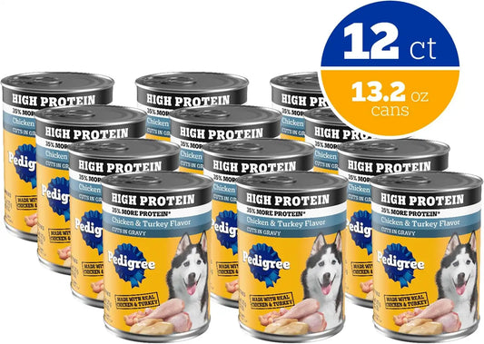 Pedigree High Protein Wet Dog Food, Chicken & Turkey, 13.2 oz, 12 Count