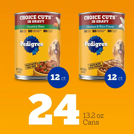 Pedigree Choice Cuts Wet Dog Food, Stew & Chicken, 13.2 oz, 24 Count
