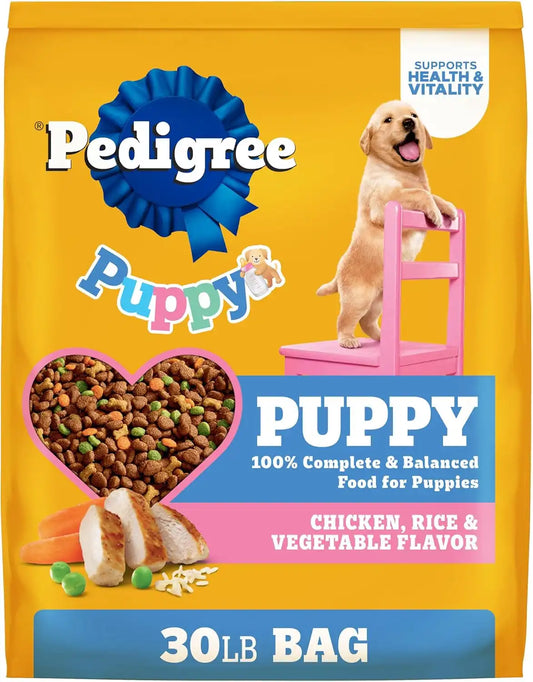 Pedigree Dry Puppy Food, Puppy Dry Food with Chicken, Rice, and Vegetable Flavor, 30 lb. Bag