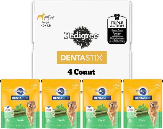 Pedigree Dentastix Large Breed Dental Dog Treats, Fresh, 60 Count