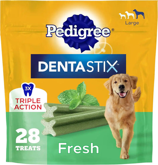 Pedigree Dentastix Large Breed Dental Dog Treats, Fresh, 28 Count
