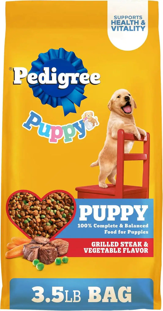 Pedigree Puppy Dry Dog Food, Grilled Steak & Vegetable, 3.5 lb