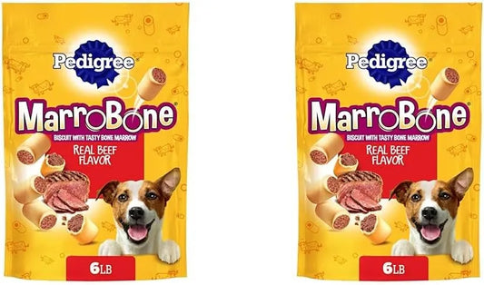 Pedigree MARROBONE Dog Treats Real Beef Flavor Crunchy Dog Biscuit, 6 lb. Pack (Pack of 2)