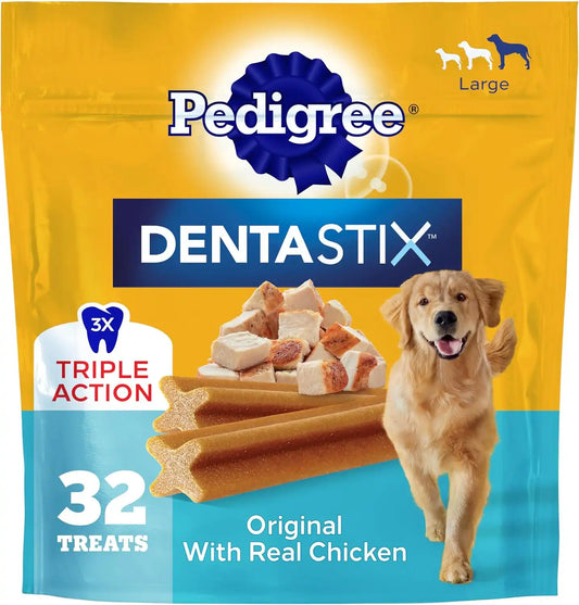 Pedigree Dentastix Large Breed Dental Dog Treats, Original, 32 Count