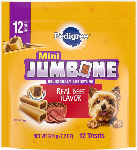 Pedigree Mini Jumbone Small Dog Treats, Beef Flavor, 12 Count, 7-Pack