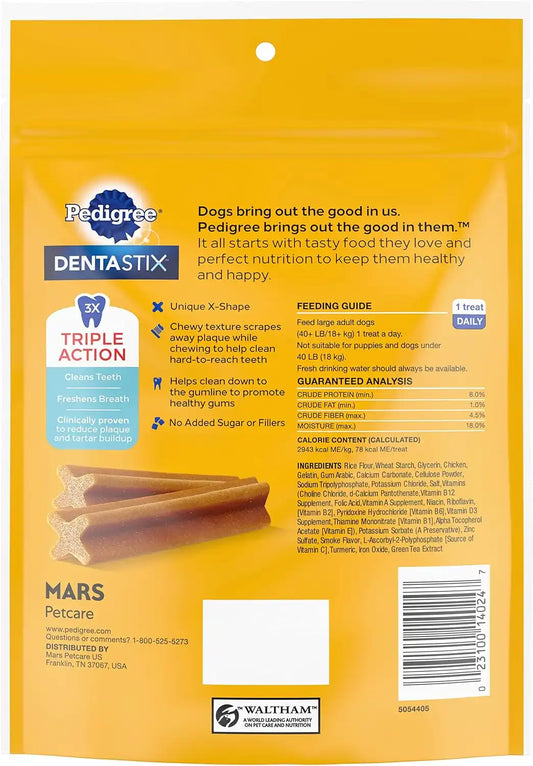 Pedigree Dentastix Dental Dog Treats for Large Dogs Original with Real Chicken, 7 Treats (Pack of 14)