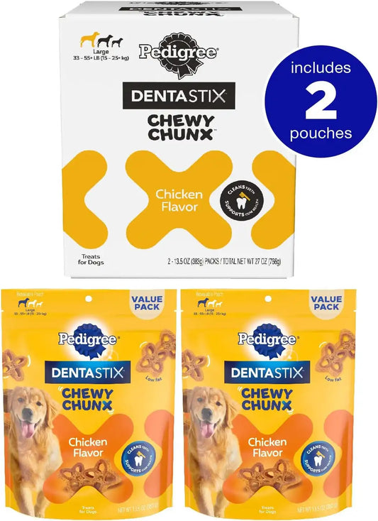 Pedigree DentaStix Chewy Chunx Dental Treats, Large Dog, Multiple Sizes