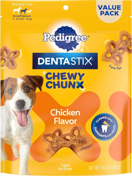 Pedigree Dentastix Chewy Chunx Small Dental Dog Treats, Chicken, 13.5 oz