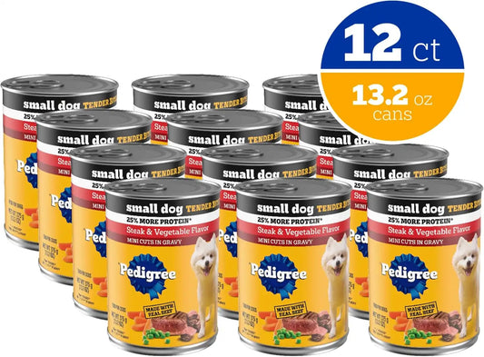 Pedigree Small Dog Tender Bites Wet Dog Food, Steak, 13.2 oz, 12 Count