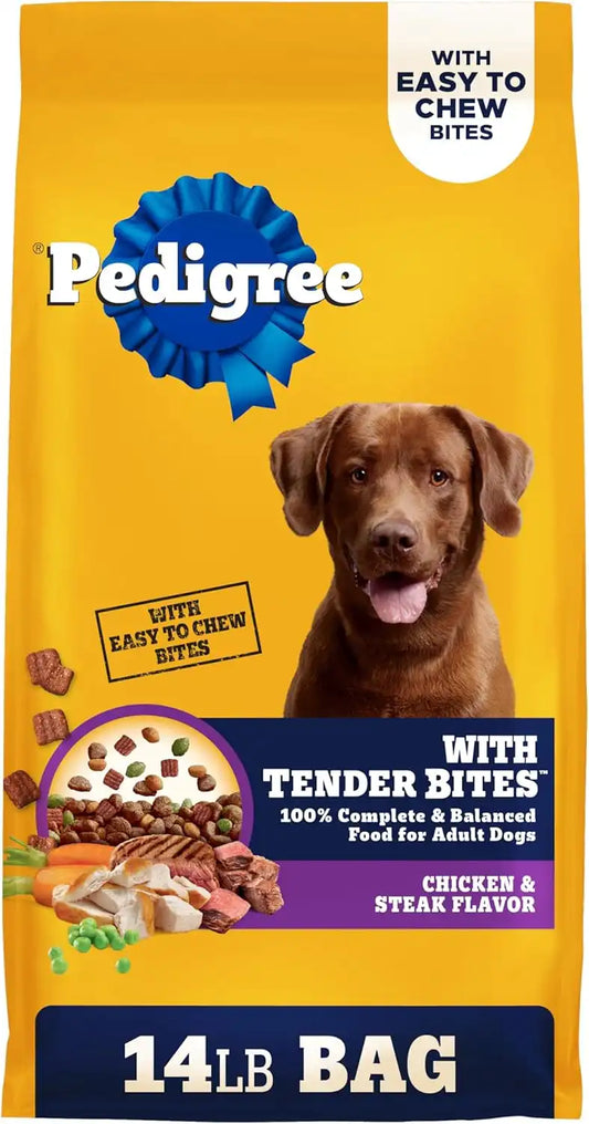 Pedigree Tender Bites Dry Dog Food, Chicken & Steak, 14 lb