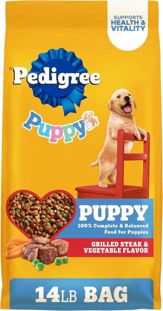 Pedigree Puppy Dry Puppy Food, Grilled Steak and Vegetable Flavor, 14 lb. Bag