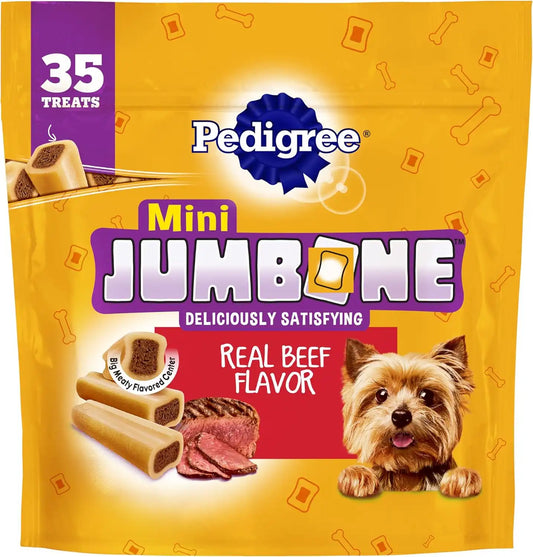 Pedigree Mini Jumbone Small Dog Treats, Beef Flavor, 35 Count