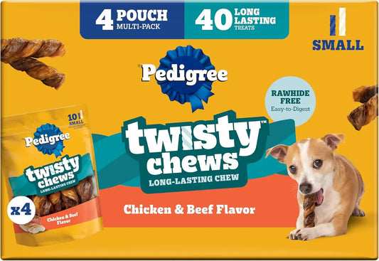 Pedigree Twisty Chews Small Dog Treats, Chicken & Beef, 40 Count