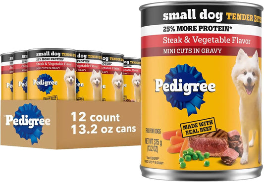 Pedigree Small Dog Tender Bites Wet Dog Food, Steak, 13.2 oz, 12 Count
