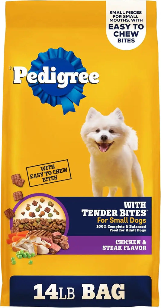 Pedigree Tender Bites Small Dogs Dry Dog Food, Chicken & Steak, 14 lb