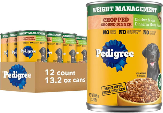 Pedigree Chopped Weight Management Wet Dog Food, Chicken, 13.2oz, 12 Count