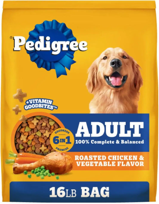Pedigree Complete Nutrition Adult Dry Dog Food Roasted Chicken, Rice & Vegetable Flavor Dog Kibble, 16 lb. Bag