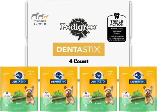 Pedigree Dentastix Small & Toy Breed Dental Dog Treats, Fresh, 204 Count